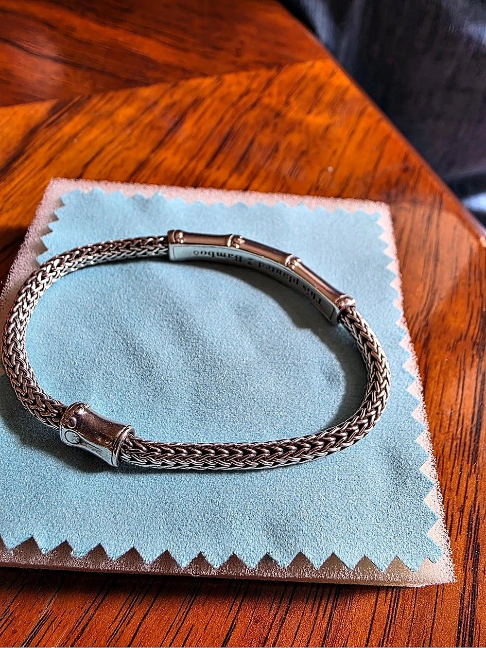 John Hardy Bamboo Heritage Sterling Silver Station Bracelet Pink